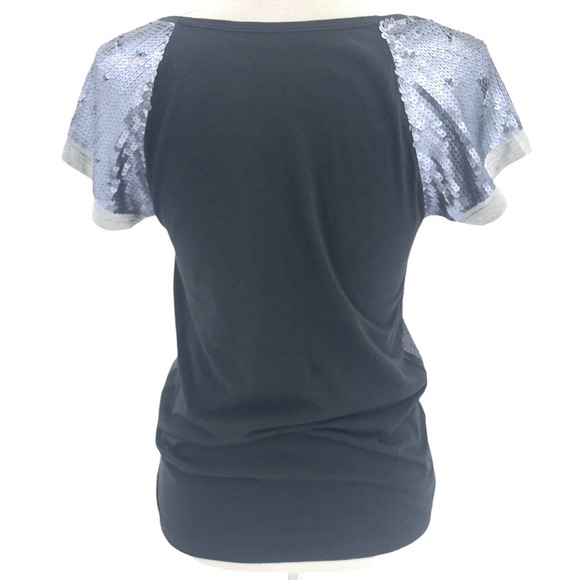 Victorias Secret Womens Size Small All-Over Sequin Baseball Tee Shirt  Scoopneck - Picture 2 of 7